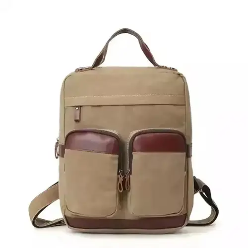 Premium Canvas Backpack with PU Leather Accents for Everyday Use